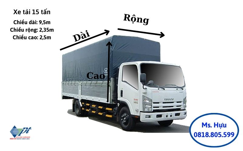 Kích thước của loại xe tải dịch vụ thuê xe chở đồ về quê